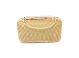 Sparkling Gold Rectangular Clutch with Handle and Chain