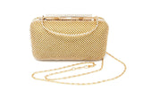 Sparkling Gold Rectangular Clutch with Handle and Chain