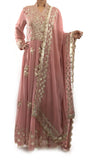 Tea Pink Color Anarkali Suit Gota Patti Work With Pajami And Dupatta