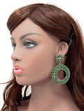 Victorian Style Green Color Embedded Stones Chandbali Earrings