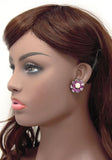 Victorian Style Stud Earrings with Embedded Pink and White Stones