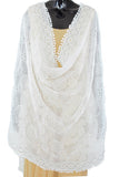White Color Dupatta with Floral Pattern