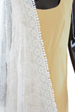 White Color Dupatta with Floral Pattern