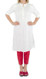 White Color Long Kurti With Pintuck Design
