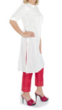 White Color Long Kurti With Pintuck Design