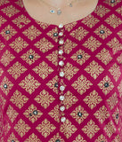 Wine Color Kurti with Gold Color Print