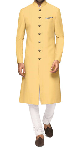 Yellow Color Bandhgala Sherwani Suit With Churidar